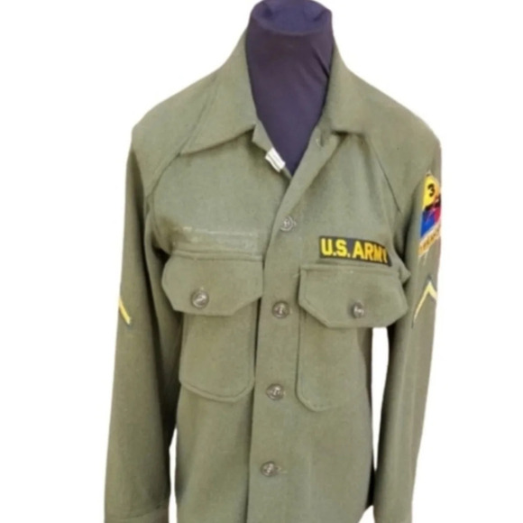 Vintage Army Green wool jacket.S-M - Picture 4 of 9